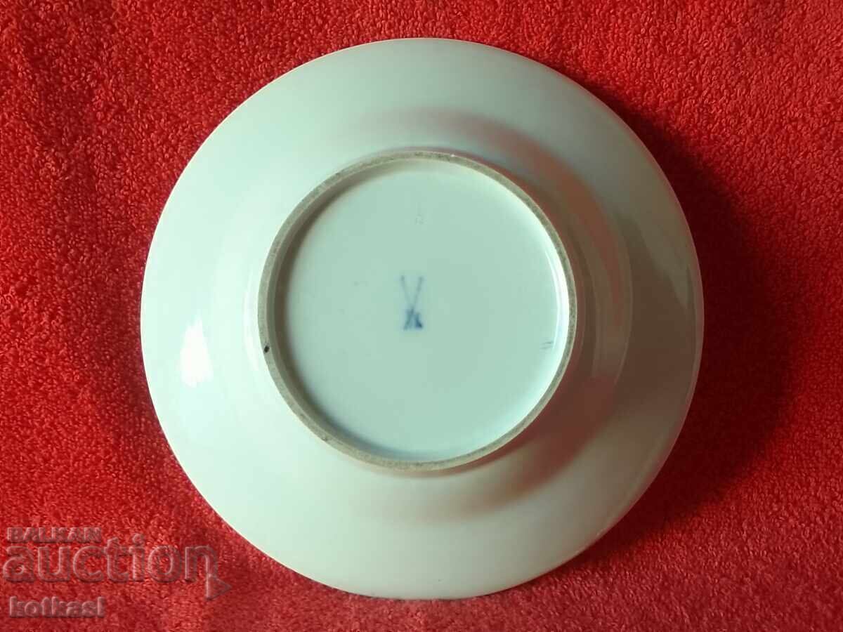 Farfurie veche din portelan Germania Meissen Meissen flori aurite - 6