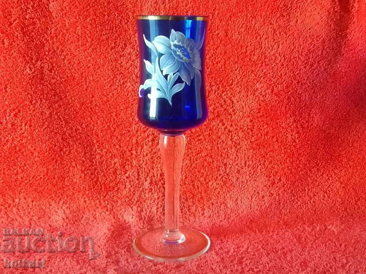 Old colored solid crystal glass Germany hand decorated Old colored solid crystal glass Germany hand decorated
