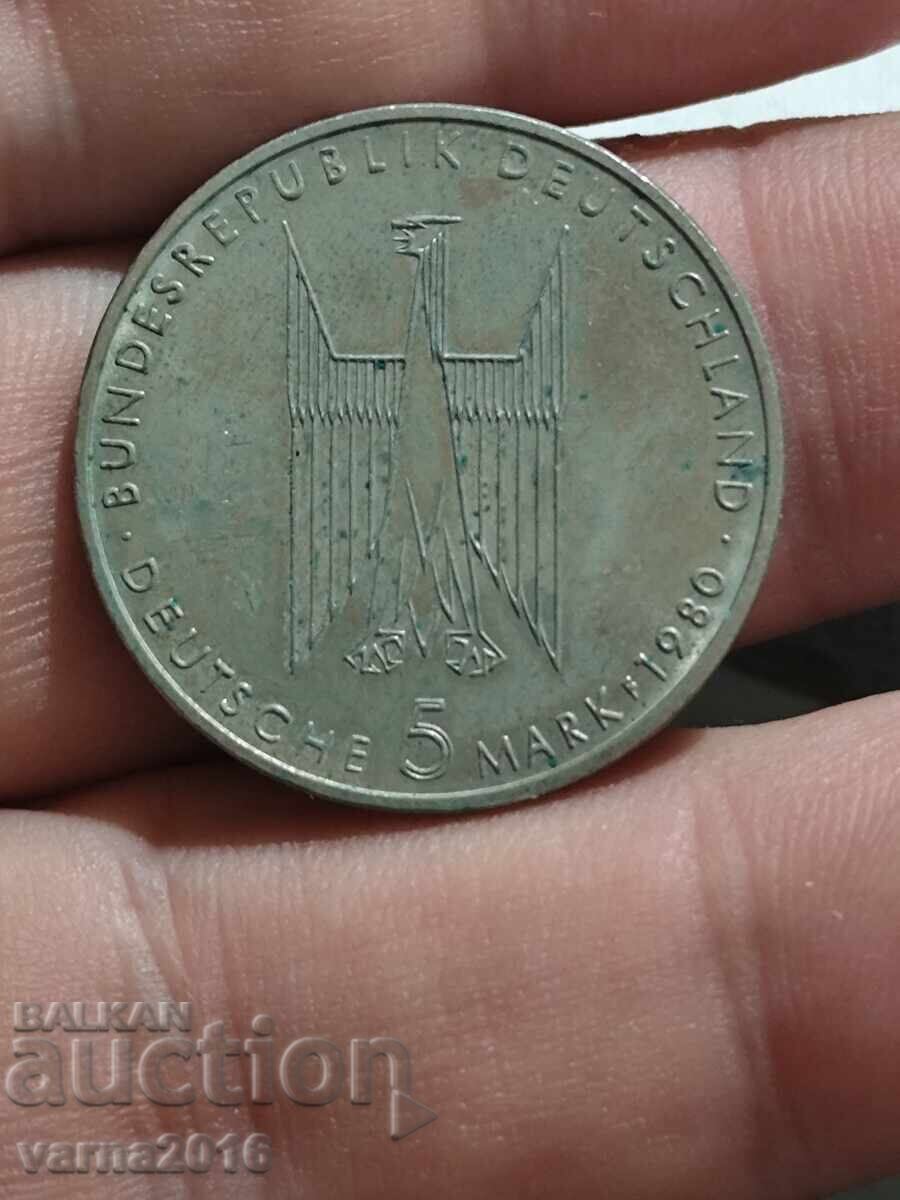 Moneda Germaniei de 5 mărci, 1980