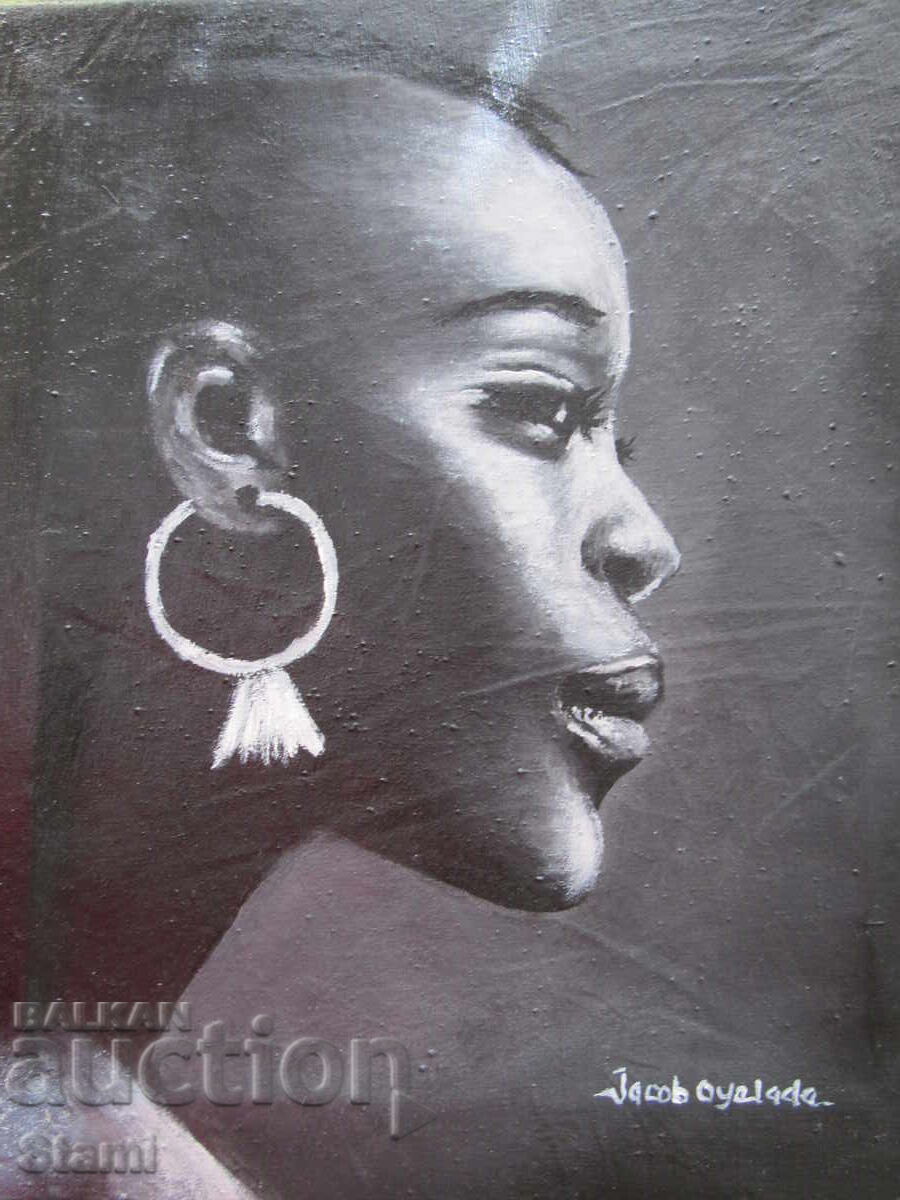Auction  Portrait of an African woman - oil painting - series - 1