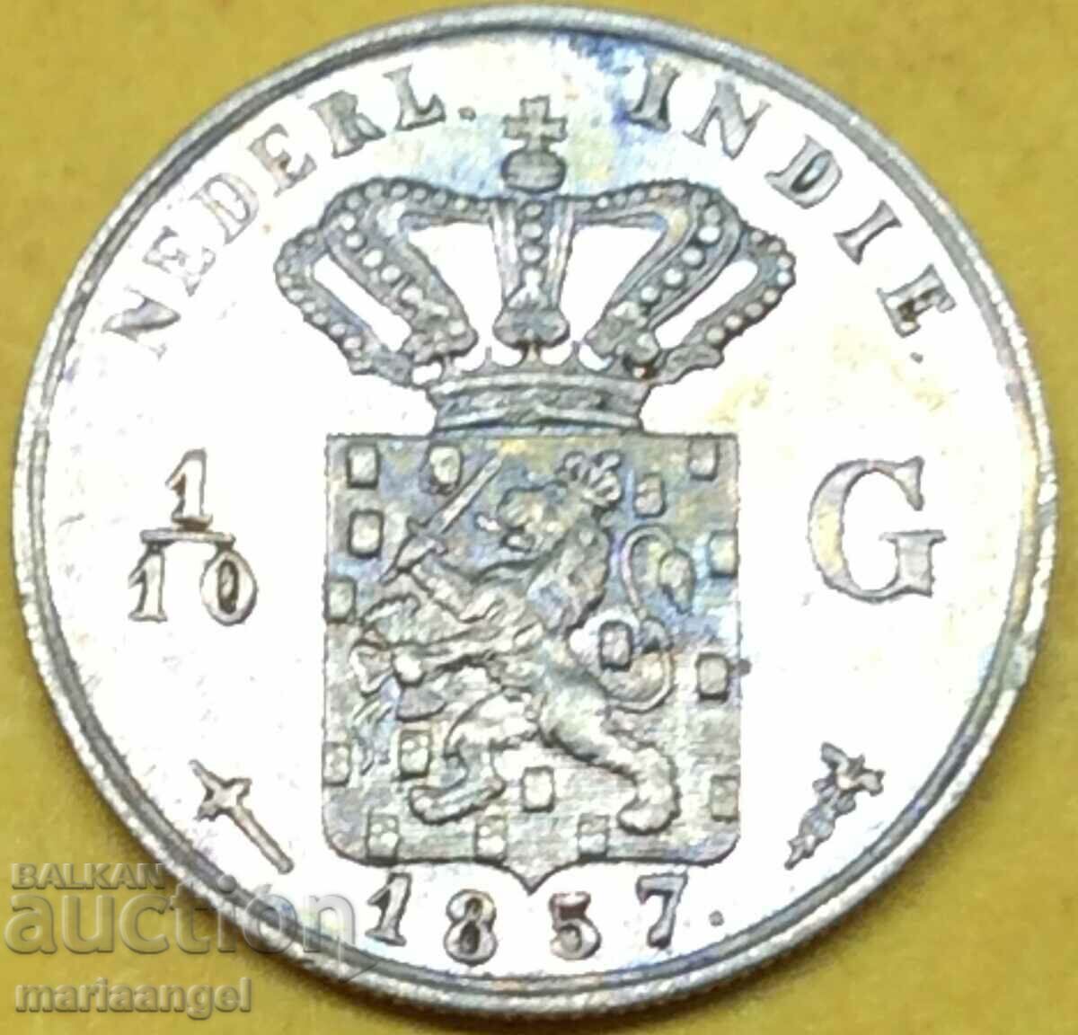 1/10 Gulden 1857 Țările de Jos Argint