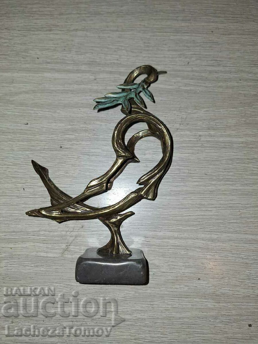 Statuette Dove of Peace bronze Borislav Bonev Bulgaria perf.