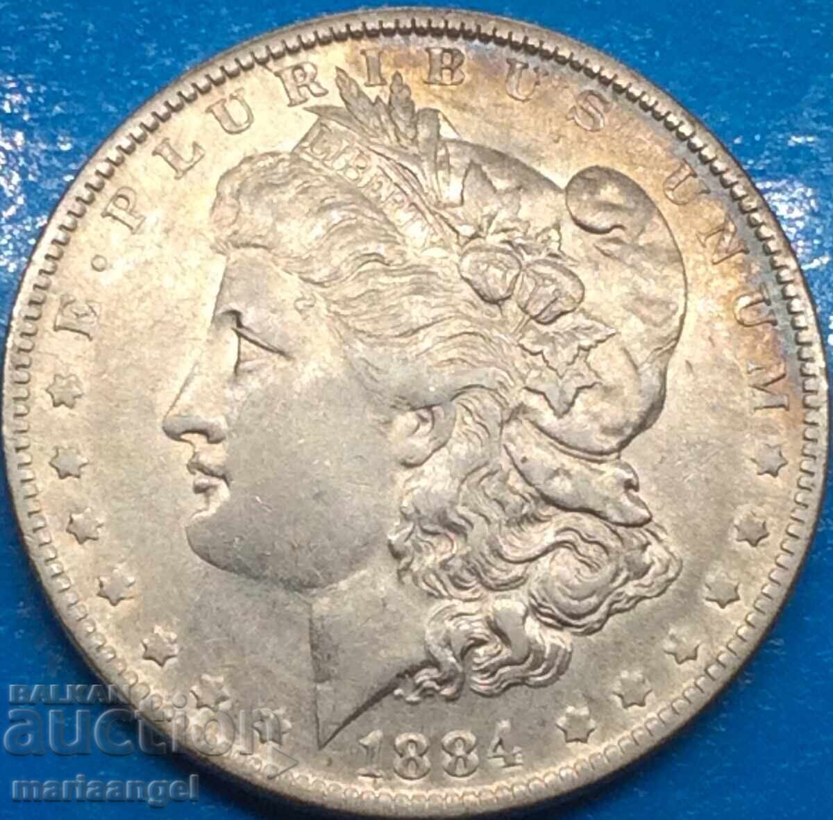 SUA 1 dolar Morgan 1884 D - Denver 26,73 g Patină de argint