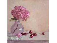 New painting, Hydrangeas, flowers, cherries.