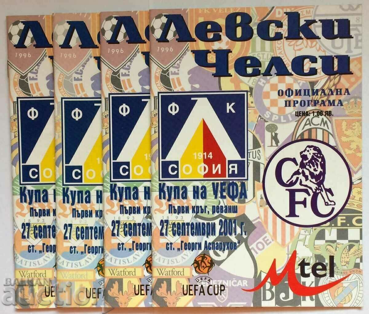 Program fotbal Levski-Chelsea 2001 UEFA 4 piese