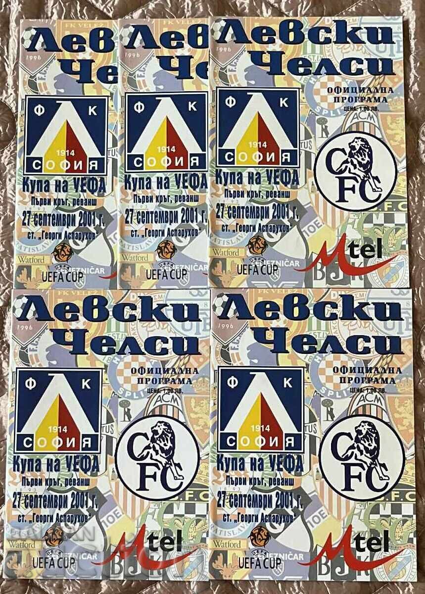 Football program Levski-Chelsea 2001 UEFA 5 pieces Football program Levski-Chelsea 2001 UEFA 5 pieces