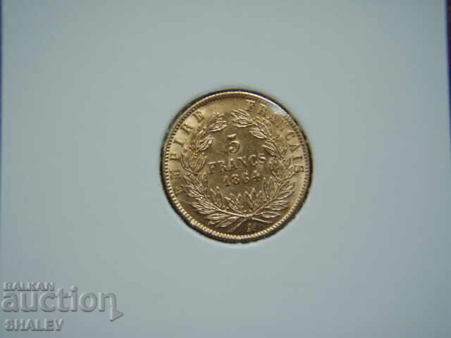 Licitație 5 franci 1864 A Franța (5 franci Franța) - XF/AU (aur)
