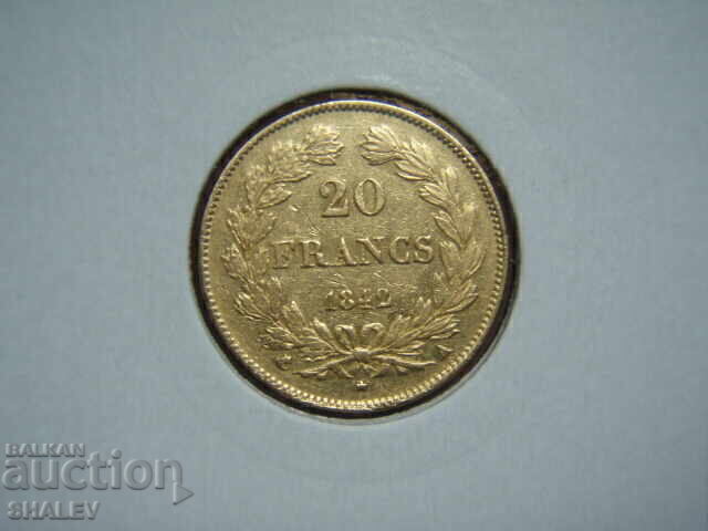 20 Francs 1842 А France (20 франка Франция) - XF/AU (злато) с цена € 879.89 | 1720.92 лв.
