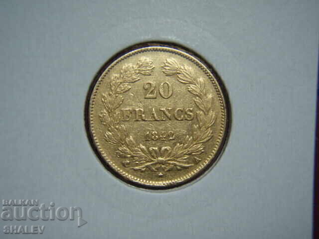 Аукцион 20 Francs 1842 А France (20 франка Франция) - XF/AU (злато)