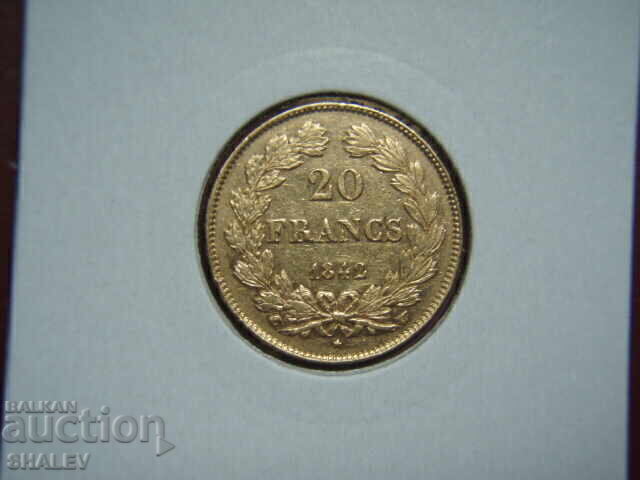 20 franci 1842 W Franța - XF/AU (aur) cu preț € 934.89 | 1828.49 BGN