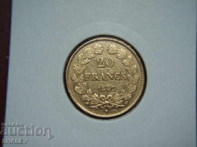 Auction  20 Francs 1842 W France (20 Francs France) - XF/AU (gold)