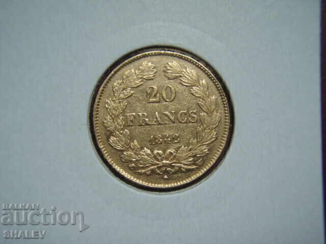 Livrarea 20 franci 1842 W Franța - XF/AU (aur)