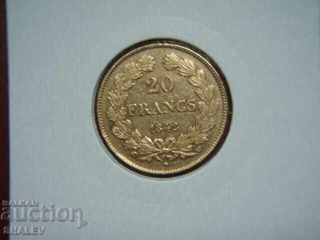 20 Francs 1842 W France (20 Francs France) - XF/AU (gold) 20 Francs 1842 W France (20 Francs France) - XF/AU (gold)