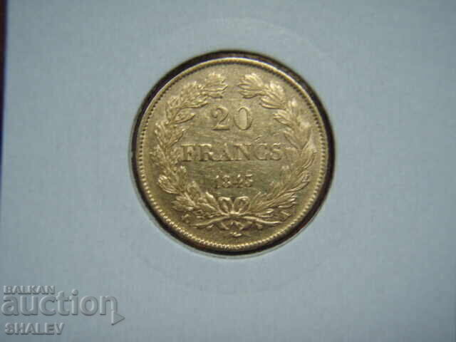 Auction 20 Francs 1843 A France (20 Francs France) - XF/AU (gold) Auction 20 Francs 1843 A France (20 Francs France) - XF/AU (gold)