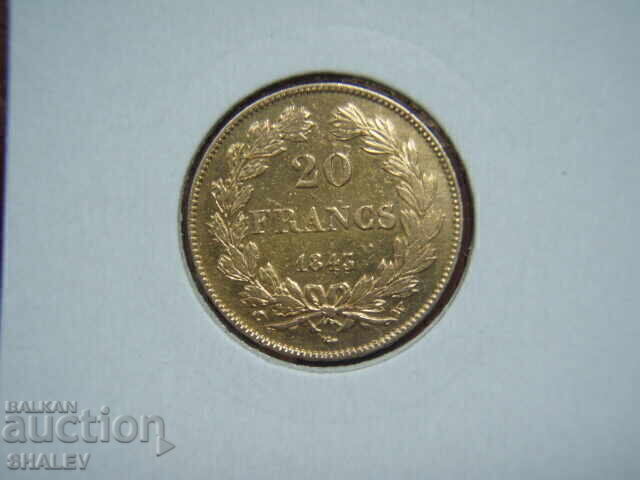 20 franci 1843 W Franța - XF/AU (aur) cu preț € 980.89 | 1918.45 BGN
