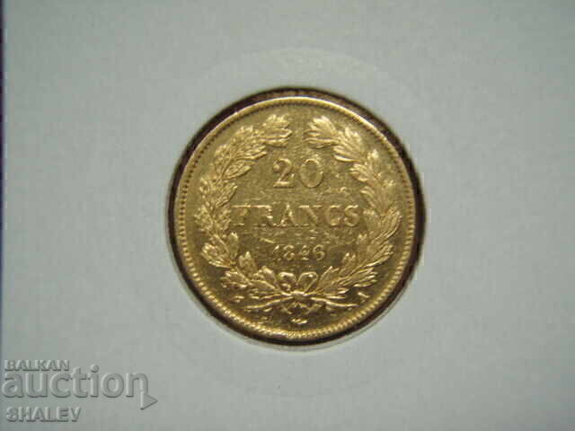 Licitație 20 franci 1846 A Franța - XF/AU (aur)