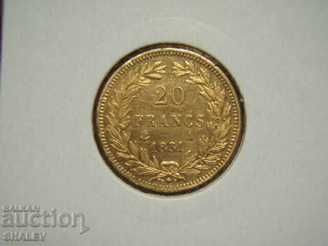 Delivery of 20 Francs 1831 A France (20 Francs France) - AU (gold) Delivery of 20 Francs 1831 A France (20 Francs France) - AU (gold)