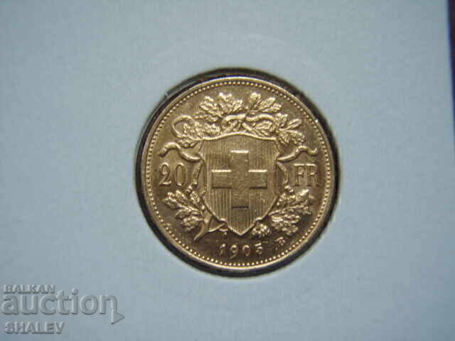Delivery of 20 Francs 1905 Switzerland - AU (gold)