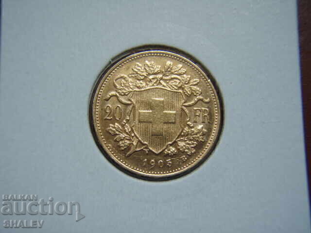 20 Francs 1905 Switzerland (20 франка Швейцария)- AU (злато)