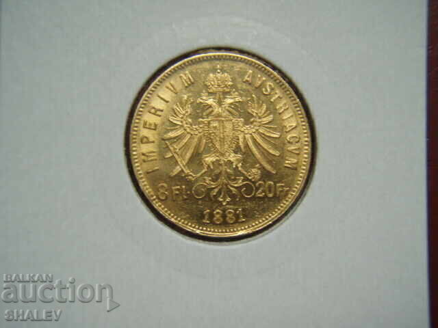 Auction  20 Francs / 8 Florin 1881 Austria (Austria) - AU+ (gold)