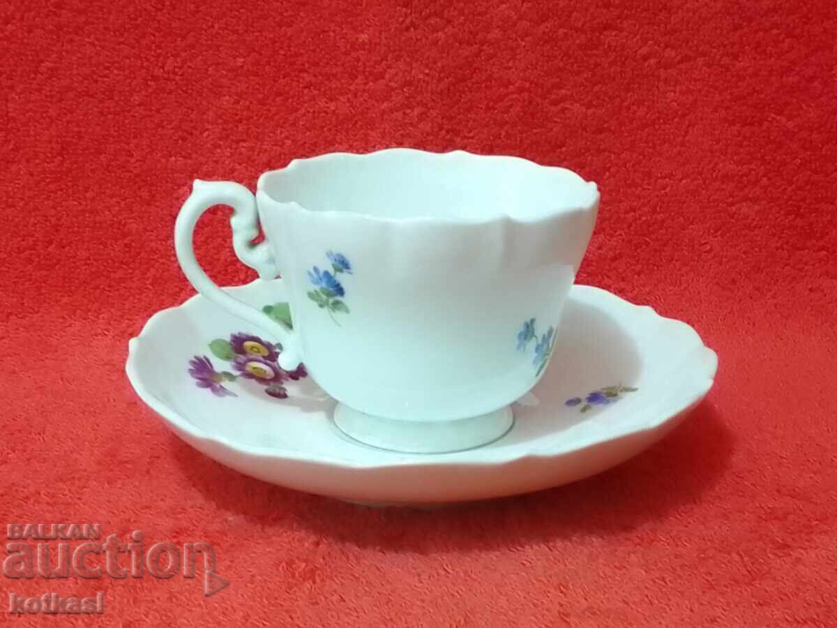 Double old porcelain set cup plate flowers Meissen Meissen with price 205.50 BGN | € 105.07 Double old porcelain set cup plate flowers Meissen Meissen with price 205.50 BGN | € 105.07