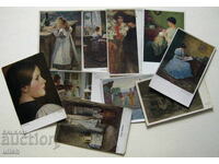 Lot of 10 old postcards, unused art, No. 8