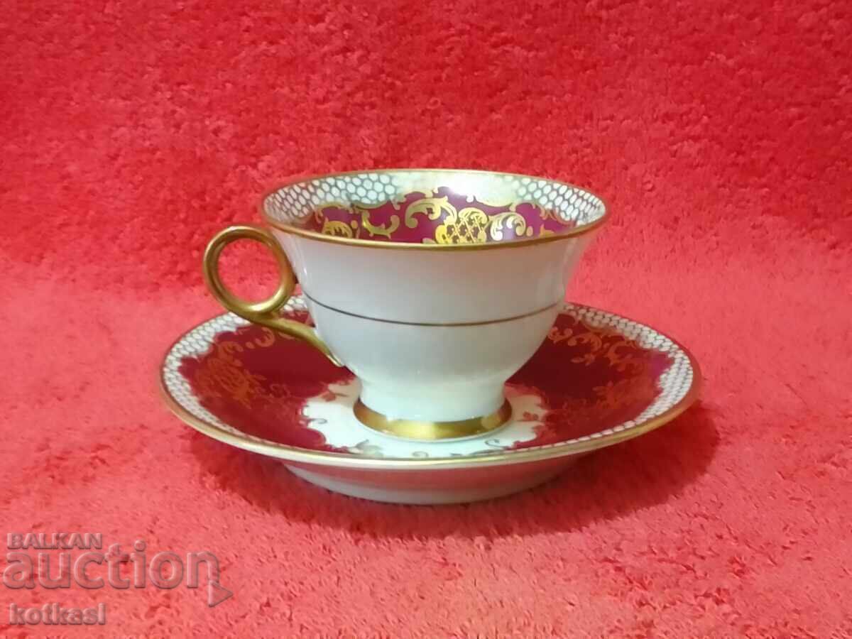 Auction Very old porcelain double set cup plate gilding Schumann Auction Very old porcelain double set cup plate gilding Schumann