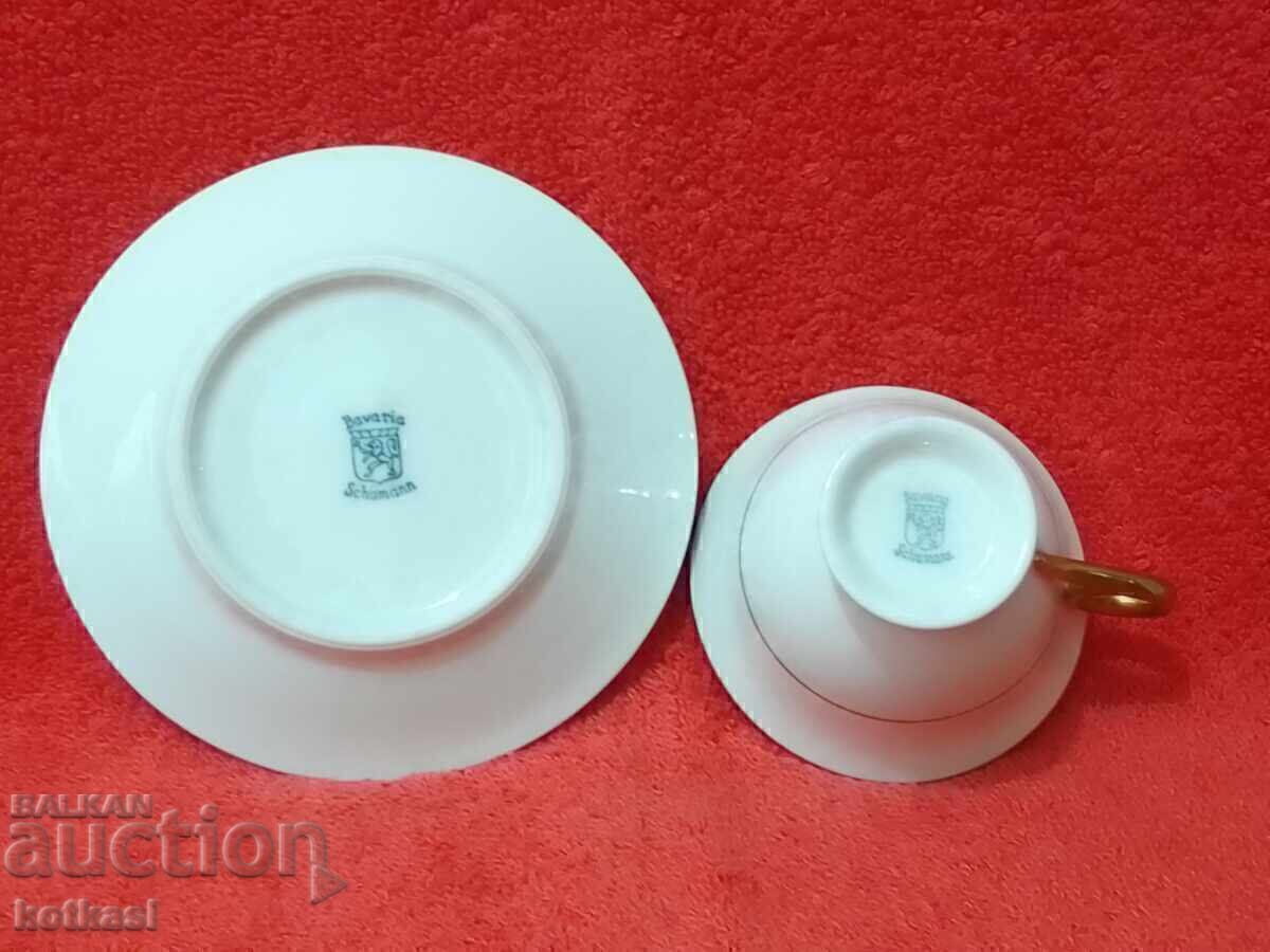 Very old porcelain double set cup plate gilding Schumann - 6 Very old porcelain double set cup plate gilding Schumann - 6