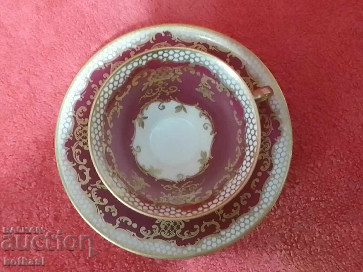 Very old porcelain double set cup plate gilding Schumann - 7 Very old porcelain double set cup plate gilding Schumann - 7