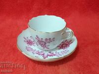 Double old porcelain set cup plate gilt Meissen Meissen