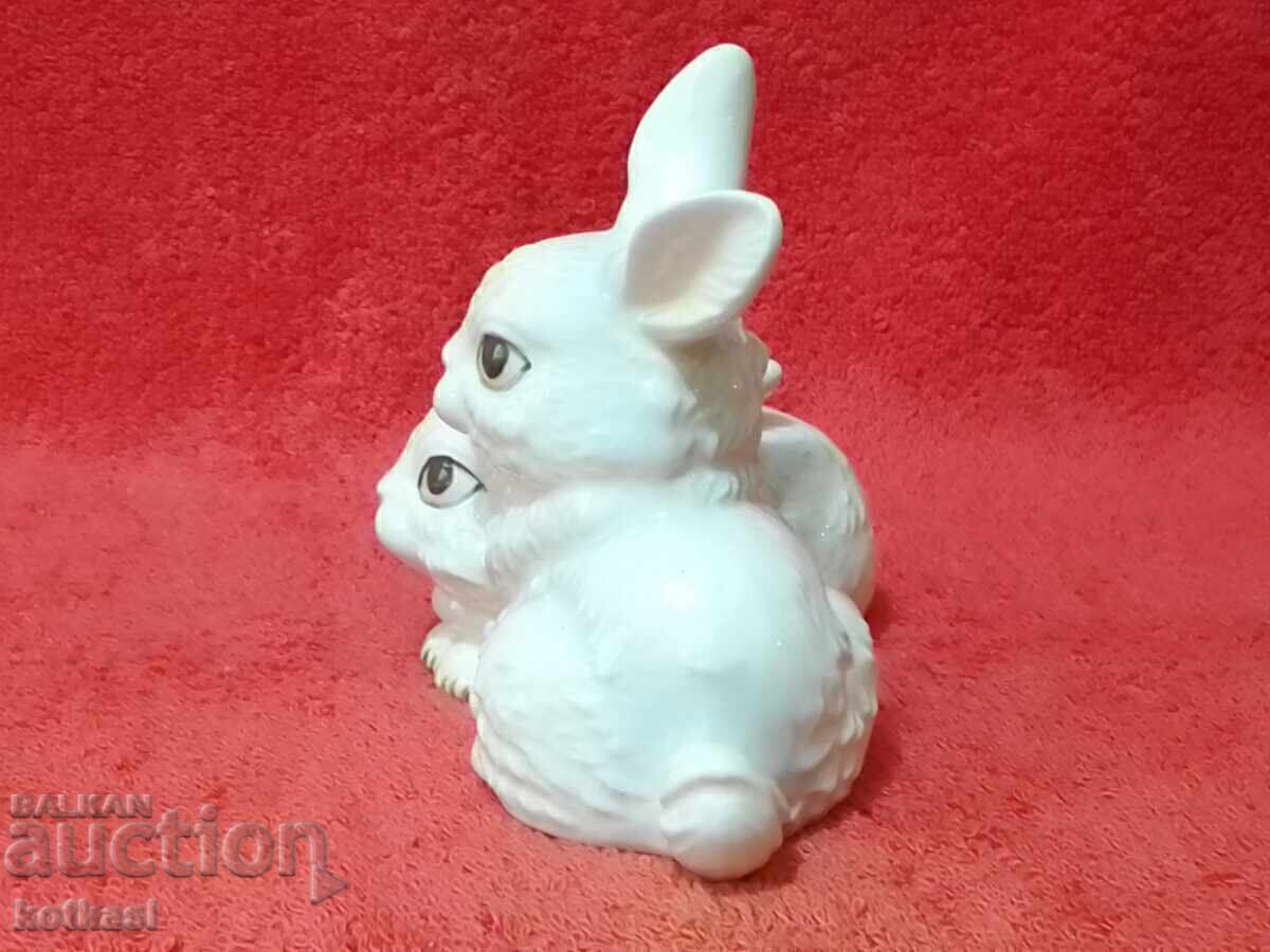 Old porcelain figure Germany Goebel Pair of white Bunnies - 5 Old porcelain figure Germany Goebel Pair of white Bunnies - 5