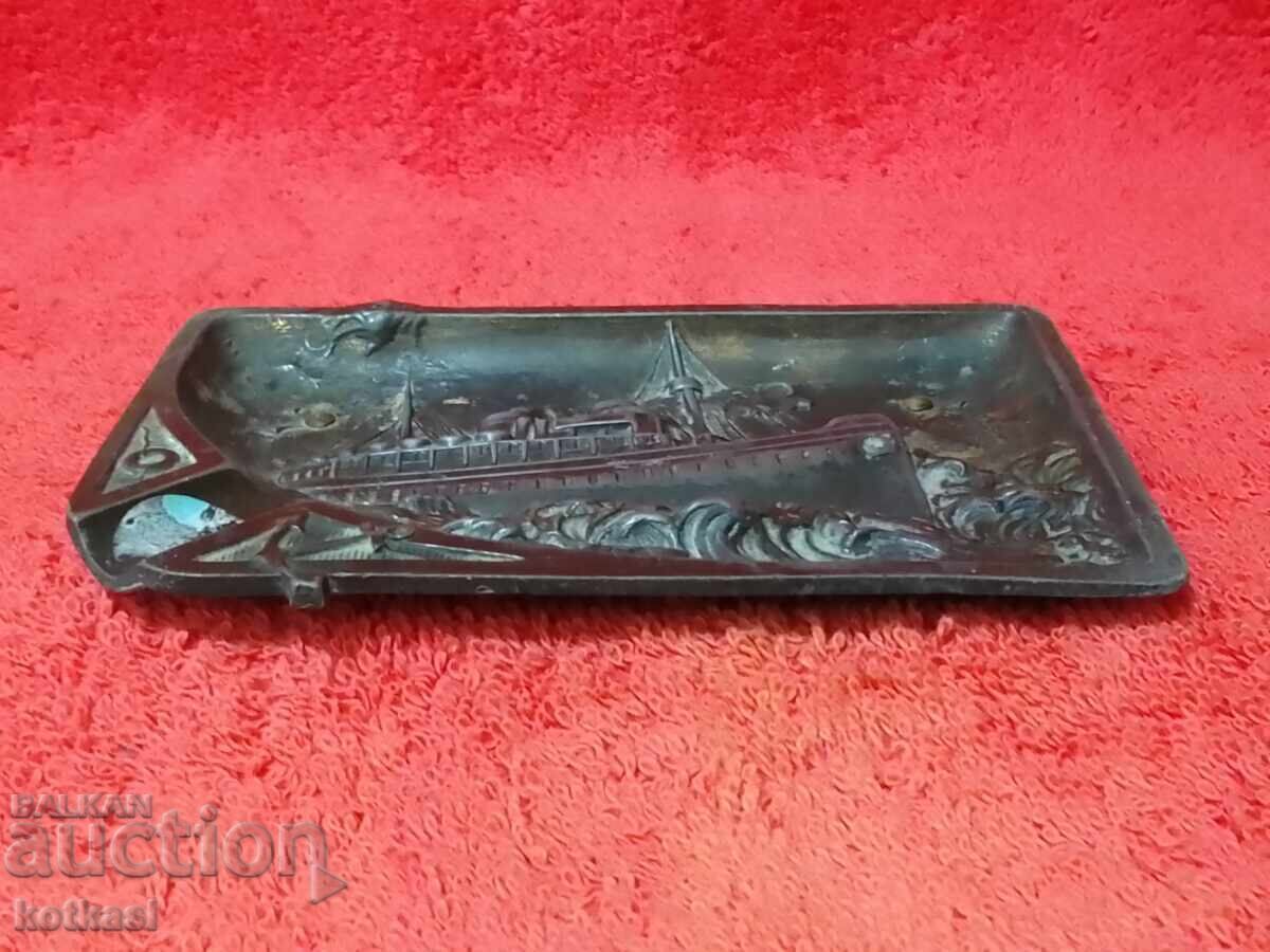 Δημοπρασία Παλιά μεταλλική πινακίδα Επαγγελματική κάρτα Ship Anchor Steamer Sea Waves