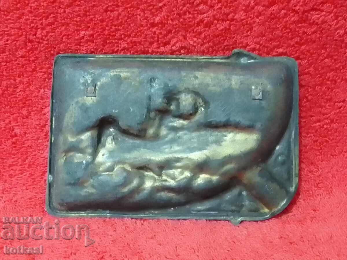 Παράδοση Παλιά μεταλλική πινακίδα Επαγγελματική κάρτα Ship Anchor Steamer Sea Waves Παράδοση Παλιά μεταλλική πινακίδα Επαγγελματική κάρτα Ship Anchor Steamer Sea Waves