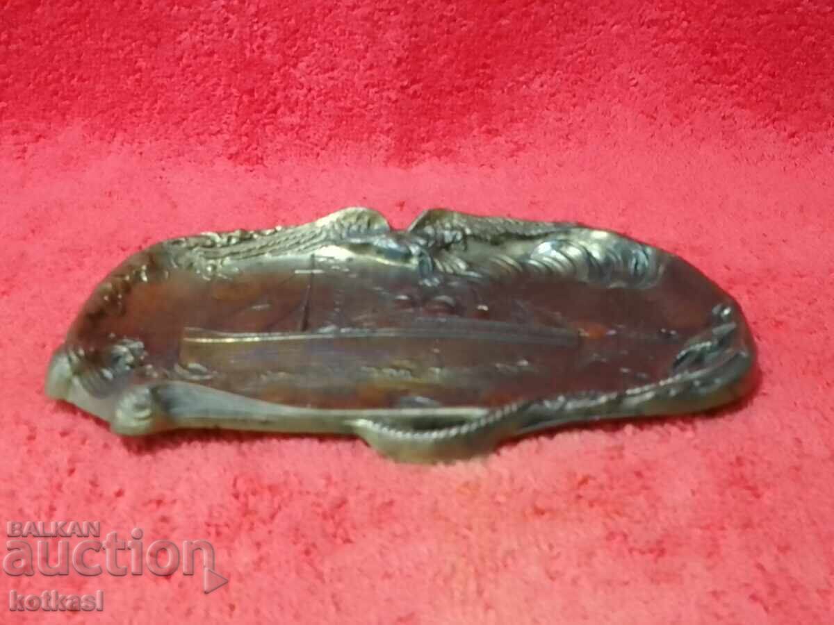 Παράδοση Παλιά μεταλλική πινακίδα Επαγγελματική κάρτα Ship Anchor Steamer Sea Waves Παράδοση Παλιά μεταλλική πινακίδα Επαγγελματική κάρτα Ship Anchor Steamer Sea Waves