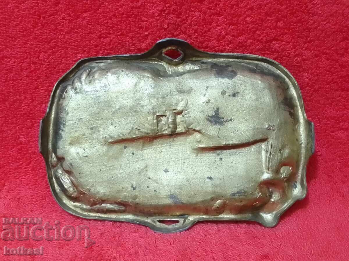 Old metal sign Ship Anchor Steamboat Sea waves business card - 5