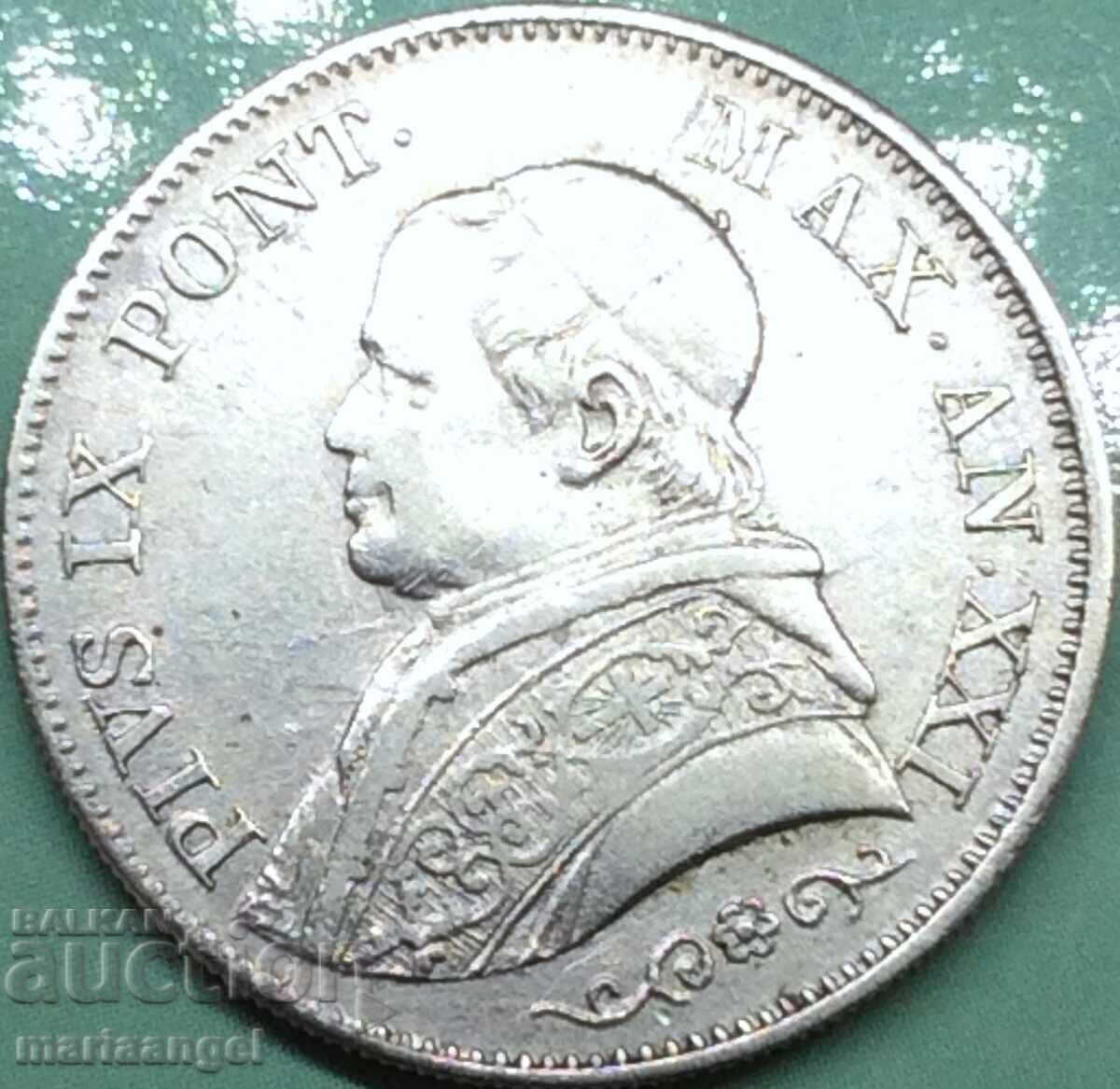 1 λίρα 1866 Vatican Pius IX AN XXI ασήμι