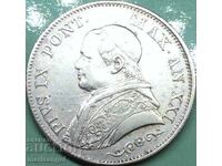 1 liră 1866 Vatican Pius IX AN XXI argint