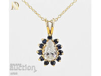 New Gold Pendant with 0.65ct Natural Diamond and Sapphires