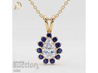 New Gold Pendant with 0.65ct Natural Diamond and Sapphires