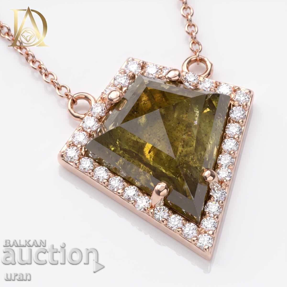 Colier nou de aur cu diamant natural de 3,70 ct și diamant de 0,25 ct cu preț € 4500.00 | 8801.27 BGN