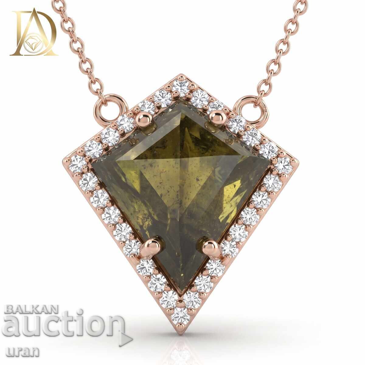 Colier nou de aur cu diamant natural de 3,70 ct și diamant de 0,25 ct