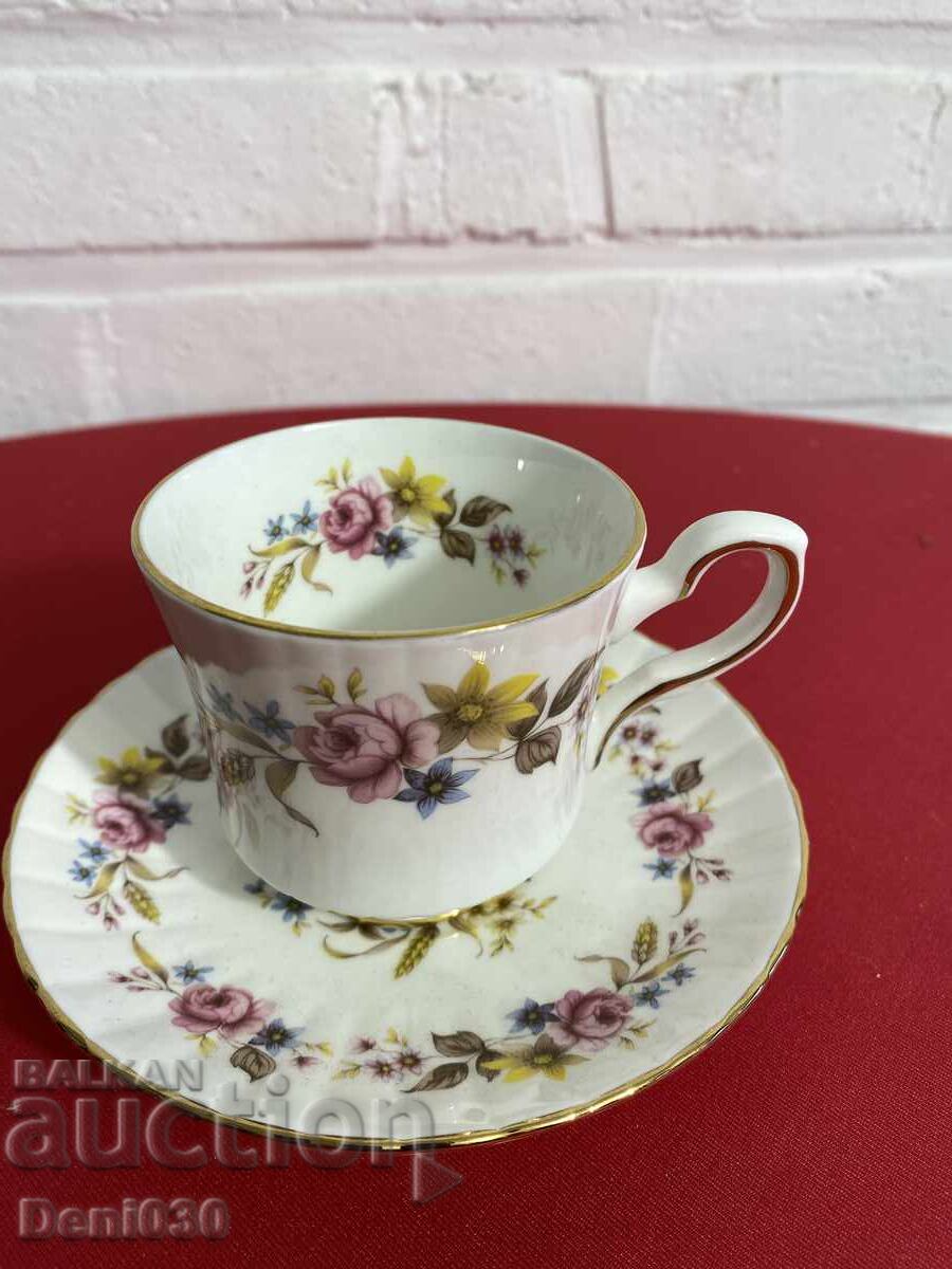 Porcelain English coffee cup with markings