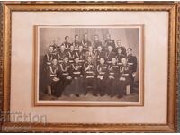 Old military photo, framed, officers, medals.