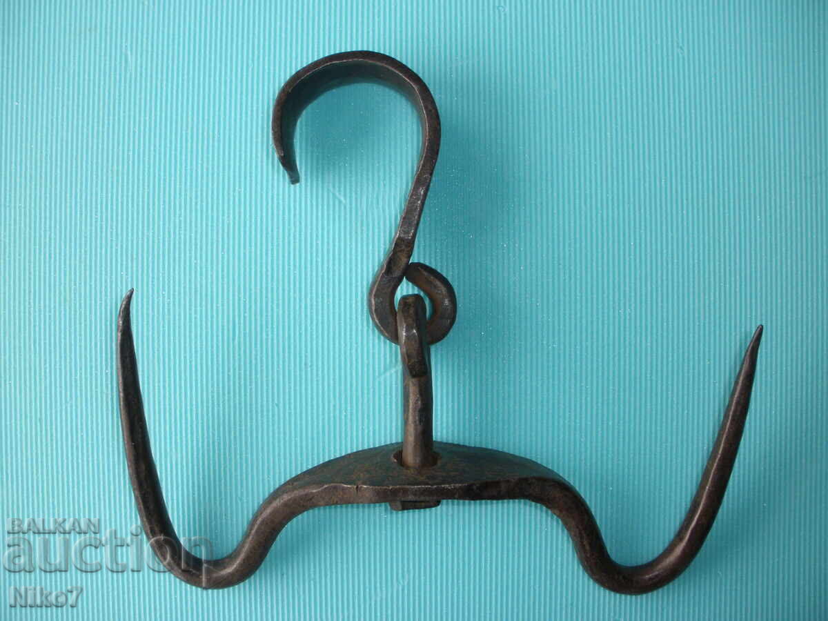 Antique, large, massive, hand-forged double-clasp hook. with price 49.99 BGN | € 25.56