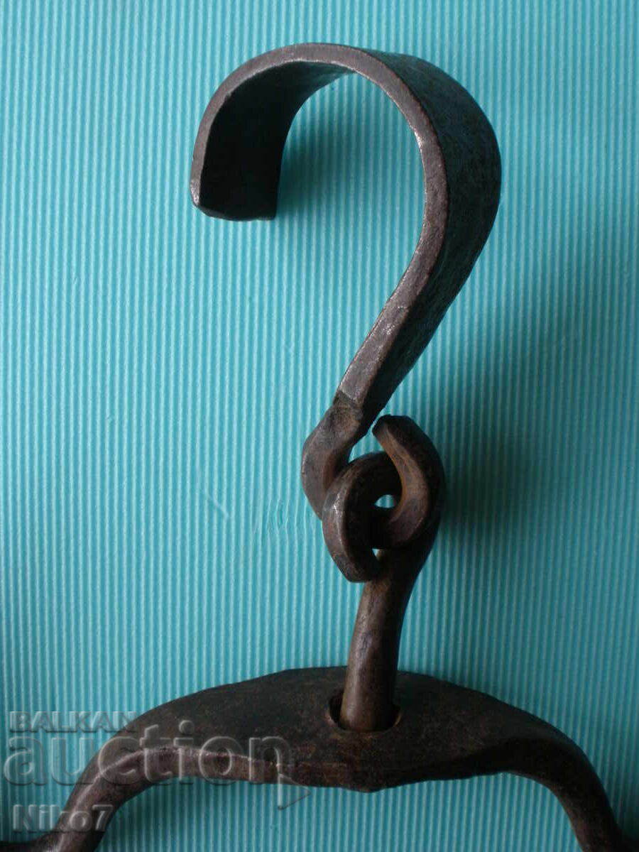 Antique, large, massive, hand-forged double-clasp hook. - 6