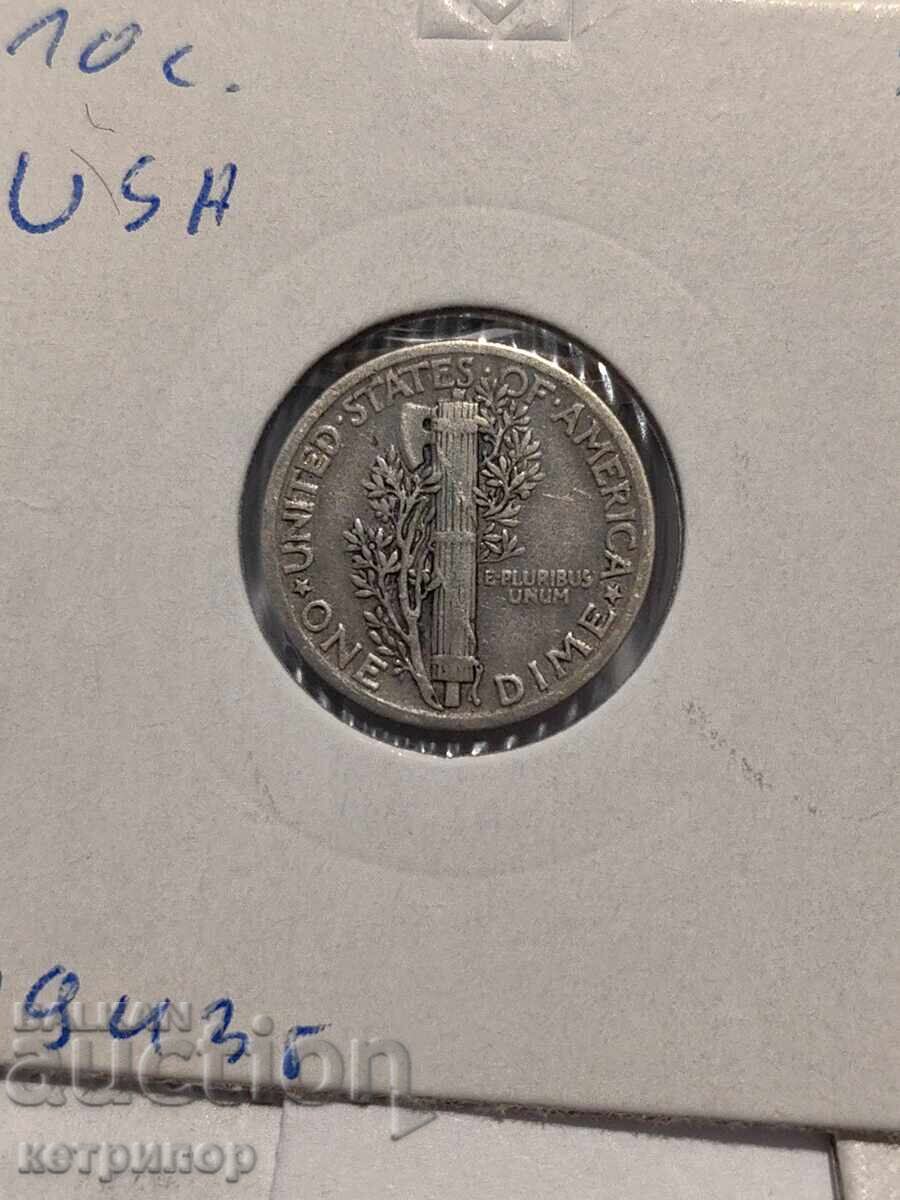 USA 1 Dime 1943 Silver