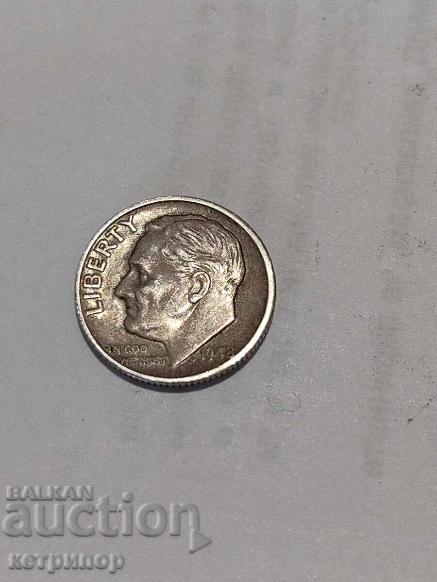 USA 1 dime 1948 Silver with price 13.50 BGN | € 6.90 USA 1 dime 1948 Silver with price 13.50 BGN | € 6.90