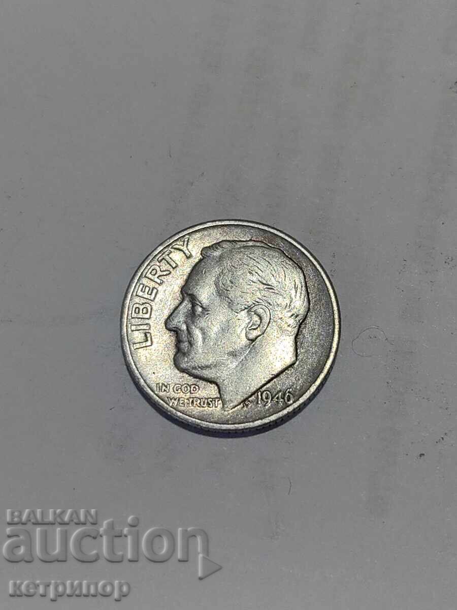 САЩ 1 дайм 1946 г. Сребърен с цена 13.50 лв. | € 6.90 САЩ 1 дайм 1946 г. Сребърен с цена 13.50 лв. | € 6.90