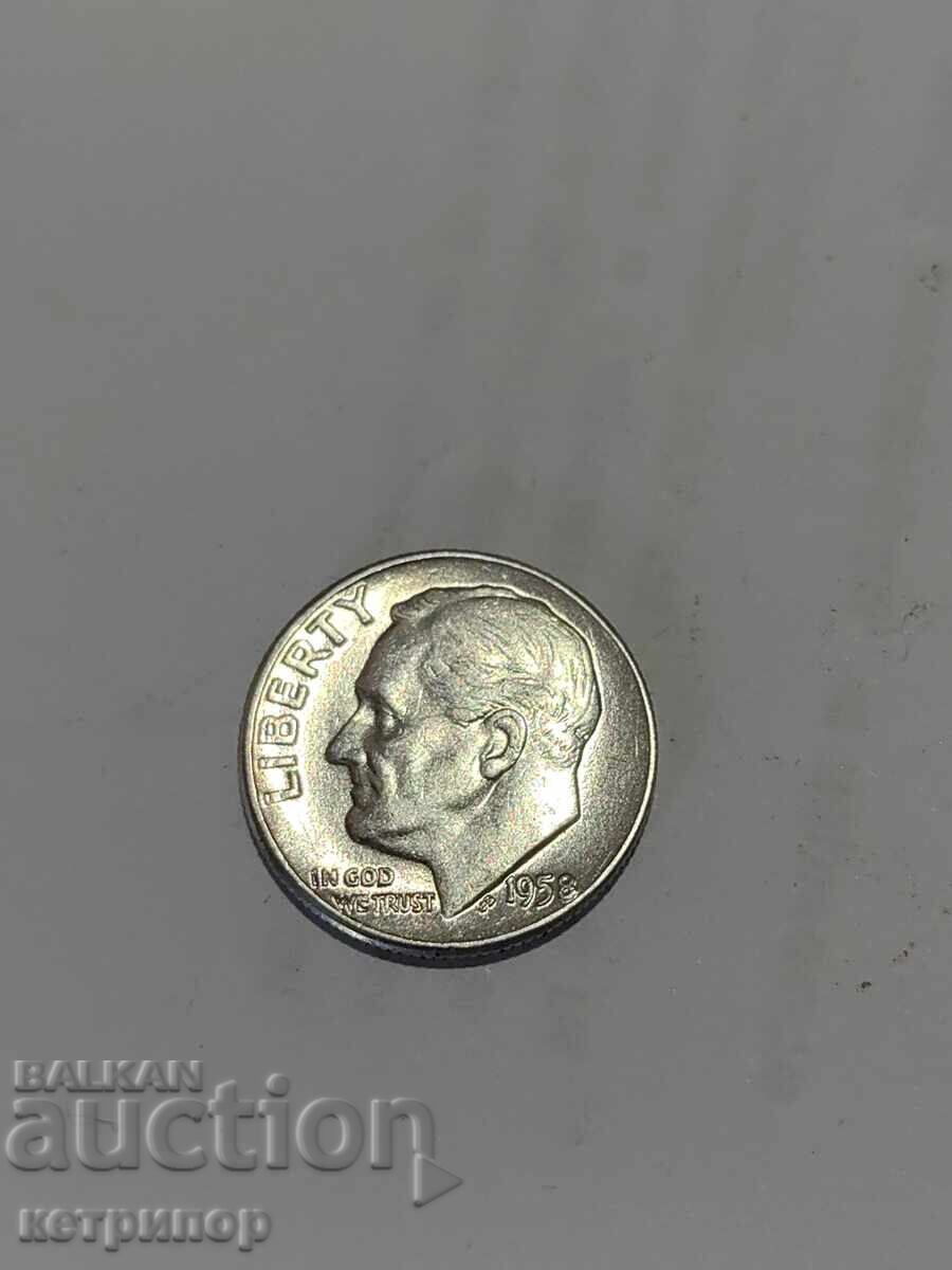 USA 1 dime 1958 Silver with price 12.50 BGN | € 6.39 USA 1 dime 1958 Silver with price 12.50 BGN | € 6.39