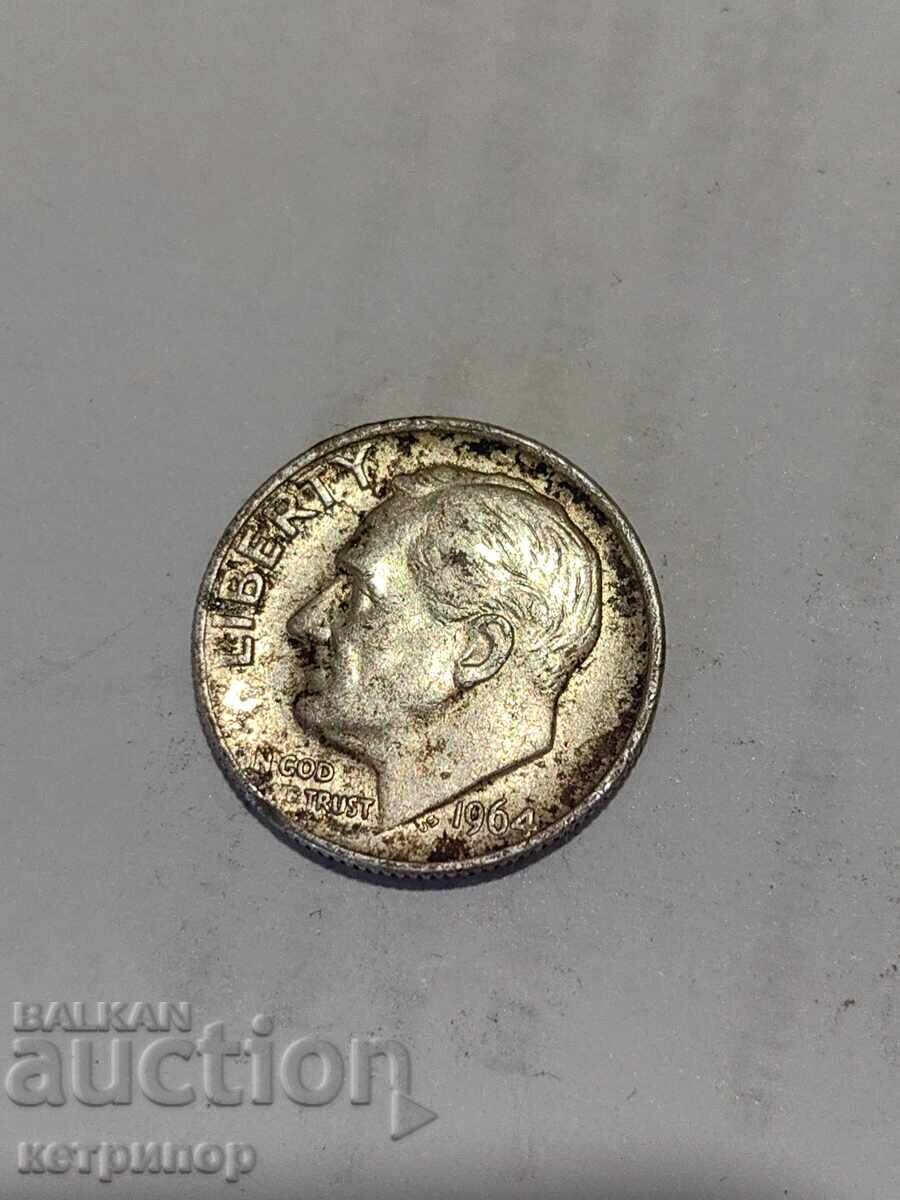 USA 1 dime 1964 Silver with price 12.50 BGN | € 6.39 USA 1 dime 1964 Silver with price 12.50 BGN | € 6.39